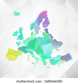 Abstract Polygon Colorful Map - Vector illustration Low Poly Color Pastel Europe Map. Vector eps10.