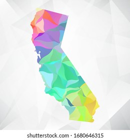 Abstract Polygon Colorful Map - Vector illustration Low Poly Color Pastel California Map. Vector eps10.