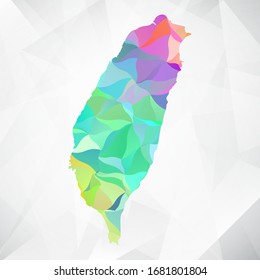 Abstract Polygon Colorful Map - Vector illustration Low Poly Color Pastel Taiwan Map. Vector eps10.