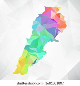 Abstract Polygon Colorful Map - Vector illustration Low Poly Color Pastel Lebanon Map. Vector eps10.