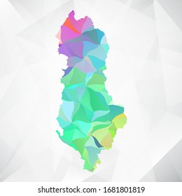 Abstrakte Polygon Farbkarte - Vektorillustration Illustration Low Poly Color Pastel Albanien Karte. Vektorillustration eps10.