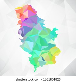 Abstract Polygon Colorful Map - Vector illustration Low Poly Color Pastel Serbia Map. Vector eps10.