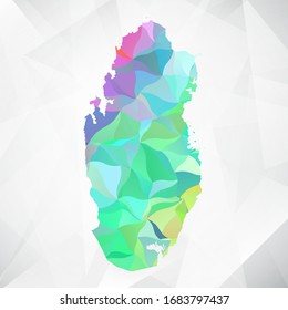 Abstract Polygon Colorful Map - Vector illustration Low Poly Color Pastel Qatar Map. Vector eps10.