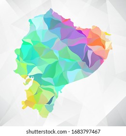 Abstract Polygon Colorful Map - Vector illustration Low Poly Color Pastel Ecuador Map. Vector eps10.