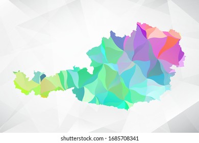 Abstract Polygon Colorful Map - Vector illustration Low Poly Color Pastel Austria Map. Vector eps10.