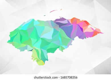 Abstract Polygon Colorful Map - Vector illustration Low Poly Color Pastel Honduras Map. Vector eps10.
