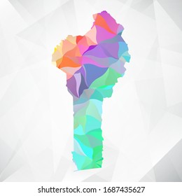 Abstract Polygon Colorful Map - Vector illustration Low Poly Color Pastel Benin Map. Vector eps10.