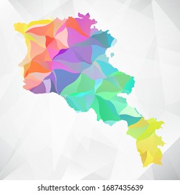 Mapa abstracto de color de polígono - Ilustración vectorial de bajo color pastel de color Armenia Mapa. Vector eps10.