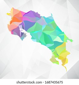 Abstract Polygon Colorful Map - Vector illustration Low Poly Color Pastel Costa Rica Map. Vector eps10.