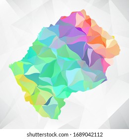 Abstract Polygon Colorful Map - Vector illustration Low Poly Color Pastel Lesotho Map. Vector eps10.