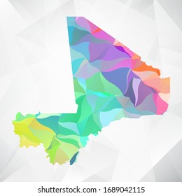 Abstract Polygon Colorful Map - Vector illustration Low Poly Color Pastel Mali Map. Vector eps10.