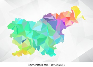 Abstract Polygon Colorful Map - Vector illustration Low Poly Color Pastel Slovenia Map. Vector eps10.