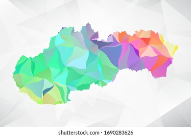 Abstract Polygon Colorful Map - Vector illustration Low Poly Color Pastel Slovakia Map. Vector eps10.