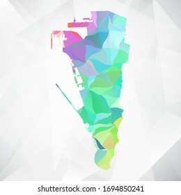 Abstract Polygon Colorful Map - Vector illustration Low Poly Color Pastel Gibraltar Map. Vector eps10.