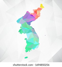 Abstract Polygon Colorful Map - Vector illustration Low Poly Color Pastel Korea Map. Vector eps10.