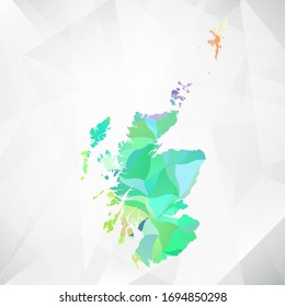 Mapa abstracto de color de polígono - Ilustración vectorial de bajo color pastel de Escocia mapa. Vector eps10.
