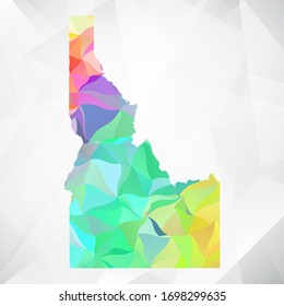 Abstract Polygon Colorful Map - Vector illustration Low Poly Color Pastel Idaho Map. Vector eps10.