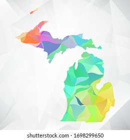 Abstract Polygon Colorful Map - Vector illustration Low Poly Color Pastel Michigan Map. Vector eps10.