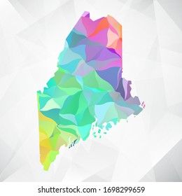 Abstract Polygon Colorful Map - Vector illustration Low Poly Color Pastel Maine Map. Vector eps10.