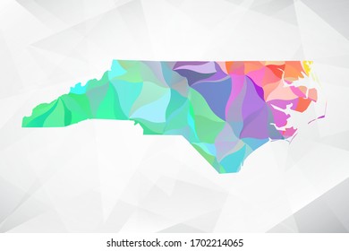 Abstract Polygon Colorful Map - Vector illustration Low Poly Color Pastel North Carolina Map. Vector eps10.