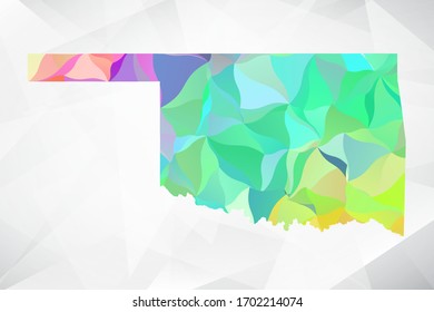 Abstract Polygon Colorful Map - Vector illustration Low Poly Color Pastel Oklahoma Map. Vector eps10.