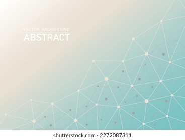 Abstract polygon connecting dots and lines background green gradient color and text space, geometric template for website, poster, wallpaper