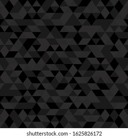 Abstract polygon dark grey graphic triangle seamless pattern. Vector graphic background.