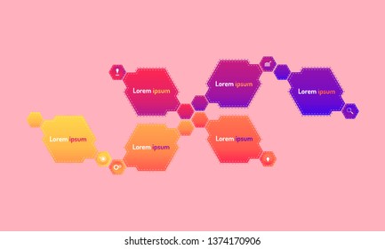 abstract polygon data elements infographic modern design style with markpoint graph think search gear target icons. vector illustration eps10