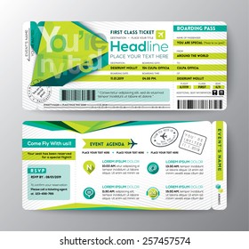 Abstract Polygon Design Boarding Pass Event Ticket Invite Card Vector Template