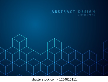 Abstract polygon digital on blue background. Wire frame hexagons 3D mesh network line, design sphere, dot and structure. Vector illustration eps 10.