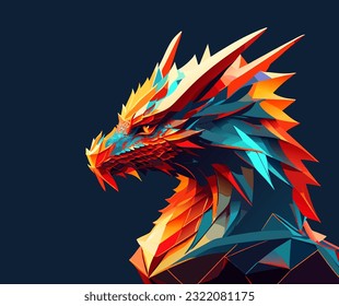 Abstract Polygon of Dragon vector. Colorful Low poly Illustration of Dragon. Flying Dragon Colorful Logo polygon.