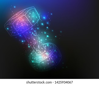 Abstract polygon Dumbbell vector background.Modern style dumbbell design.