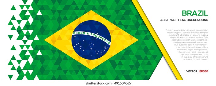 Abstract polygon Geometric Shape background.Brazil flag