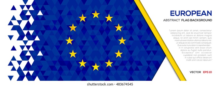 Abstract polygon Geometric Shape background.European flag