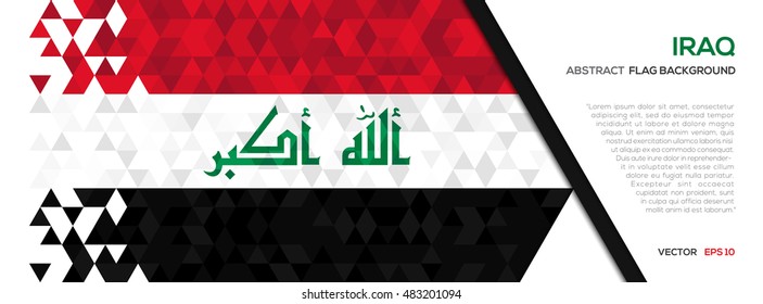 Abstract polygon Geometric Shape background.Iraq flag