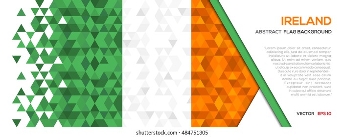 Abstract polygon Geometric Shape background.Ireland flag