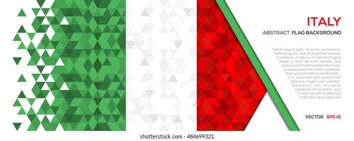 Abstract polygon Geometric Shape background.Italy flag