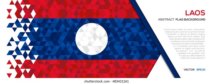 Abstract polygon Geometric Shape background.Laos flag