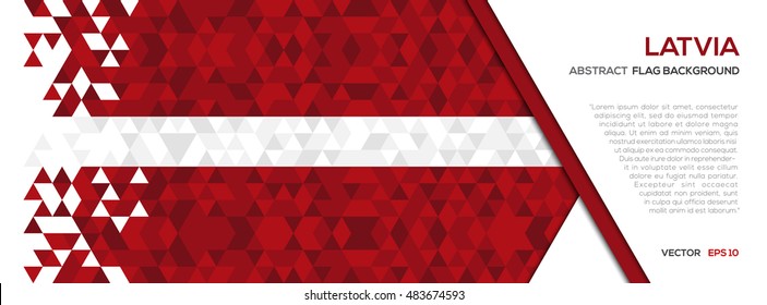 Abstract polygon Geometric Shape background.Latvia flag