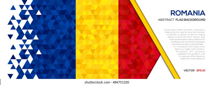 Abstract polygon Geometric Shape background.Romania flag