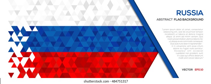 Abstract polygon Geometric Shape background.Russia flag