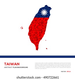 Abstract polygon Geometric Shape background.Taiwan map and flag
