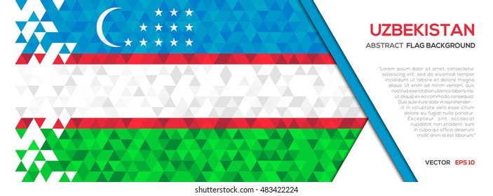 Abstract polygon Geometric Shape background.Uzbekistan flag