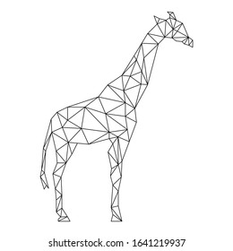 Abstract polygon giraffe. Black geometric outline of a giraffe. Contour for tattoo, logo, emblem and design element