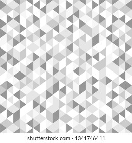 Abstract polygon grey and white graphic triangle seamless pattern. Vector graphic background.