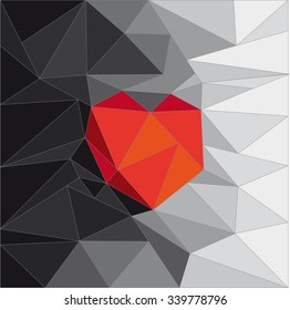 Abstract. Polygon Heart. Background Colors. Vector