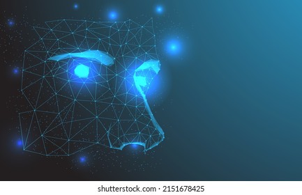 Abstract polygon human face 3d illustration of artificial intelligence concept for robot head construction
