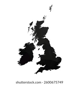Abstract Polygon - Low Poly Color Black United Kingdom map. Vector Illustration eps10.