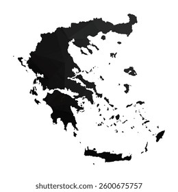 Abstract Polygon - Low Poly Color Black Greece map. Vector Illustration eps10.