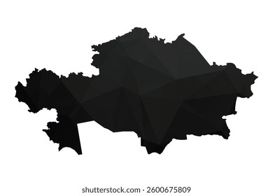 Abstract Polygon - Low Poly Color Black Kazakhstan map. Vector Illustration eps10.